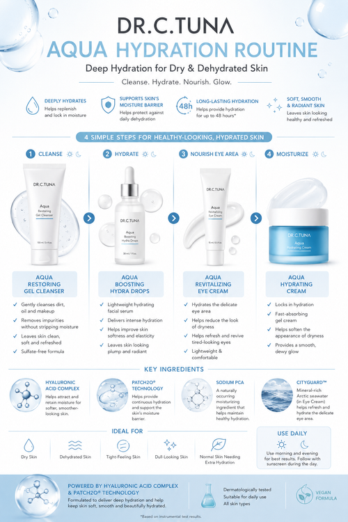 Dr. C. Tuna Aqua Complete Hydration Set | 4-Step Deep Moisture Skincare Routine