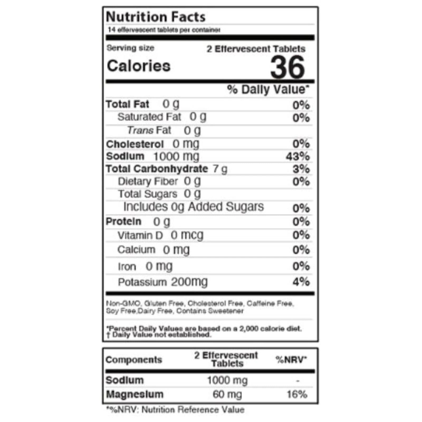 Nutrition facts label for a supplement with detailed nutritional information.